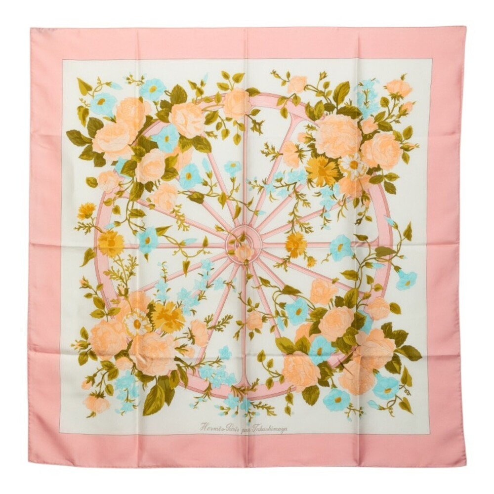 Hermes Carre 90 Romantic Scarf/Muffler, Pink Silk, Women's